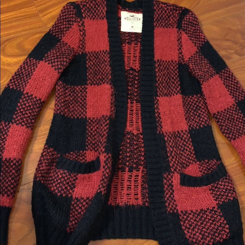 Black and Red Plaid Cardigan